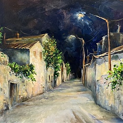 "Ночная улица, Бахчисарай" 50/60 х.м. 2023г.